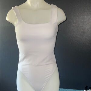 White Square Neck Bodysuit